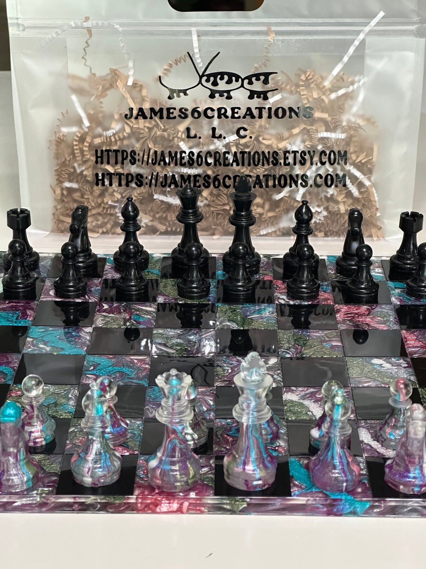 (12 x 12) Custom Resin Rainbow Chess Sets