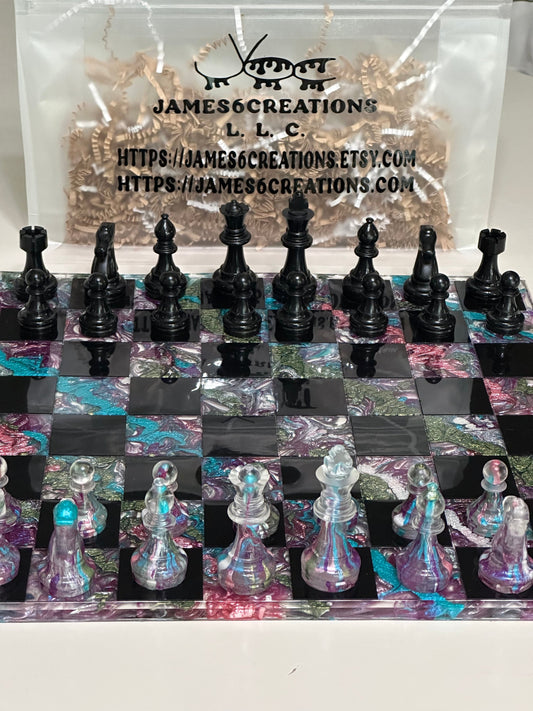 (12 x 12) Custom Resin Rainbow Chess Sets