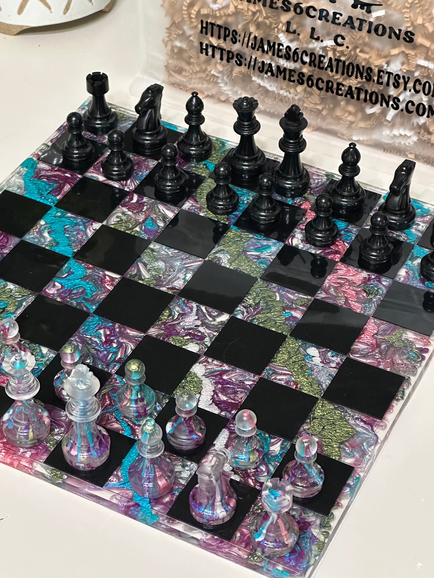 (12 x 12) Custom Resin Rainbow Chess Sets