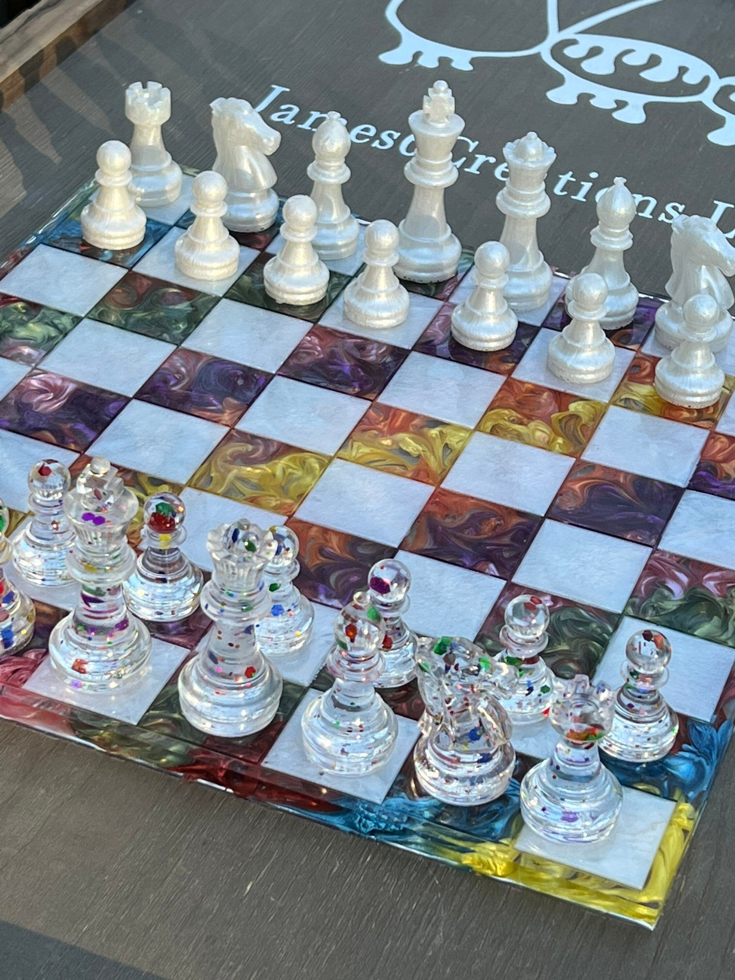 (12 x 12) Custom Resin Rainbow Chess Sets