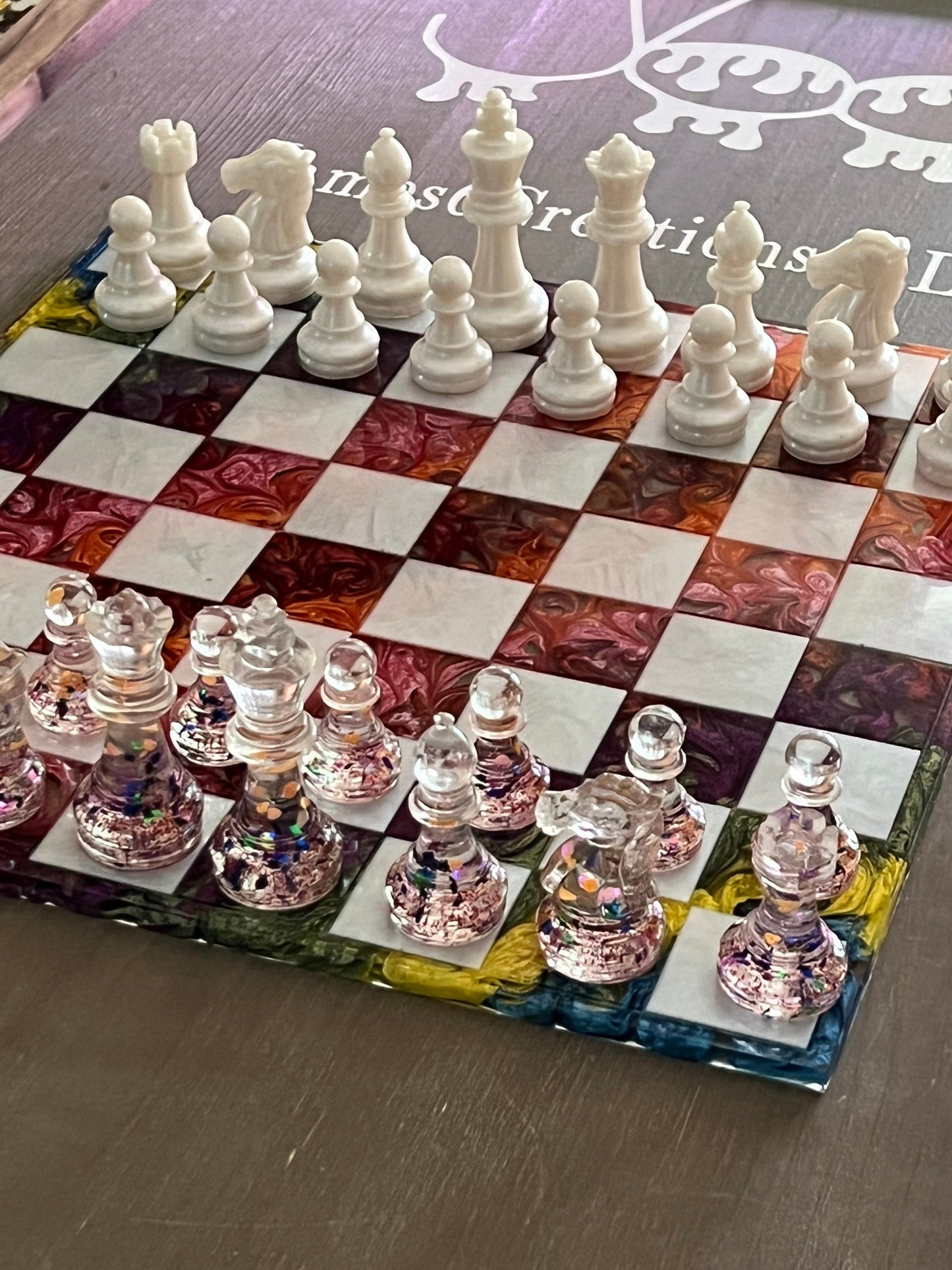 Custom Resin Rainbow Chess Set