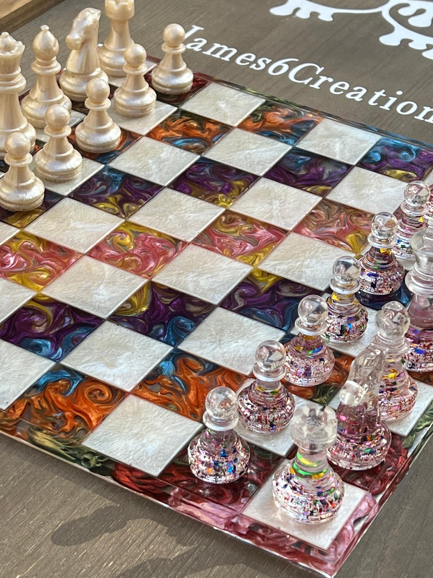 Custom Resin Rainbow Chess Set