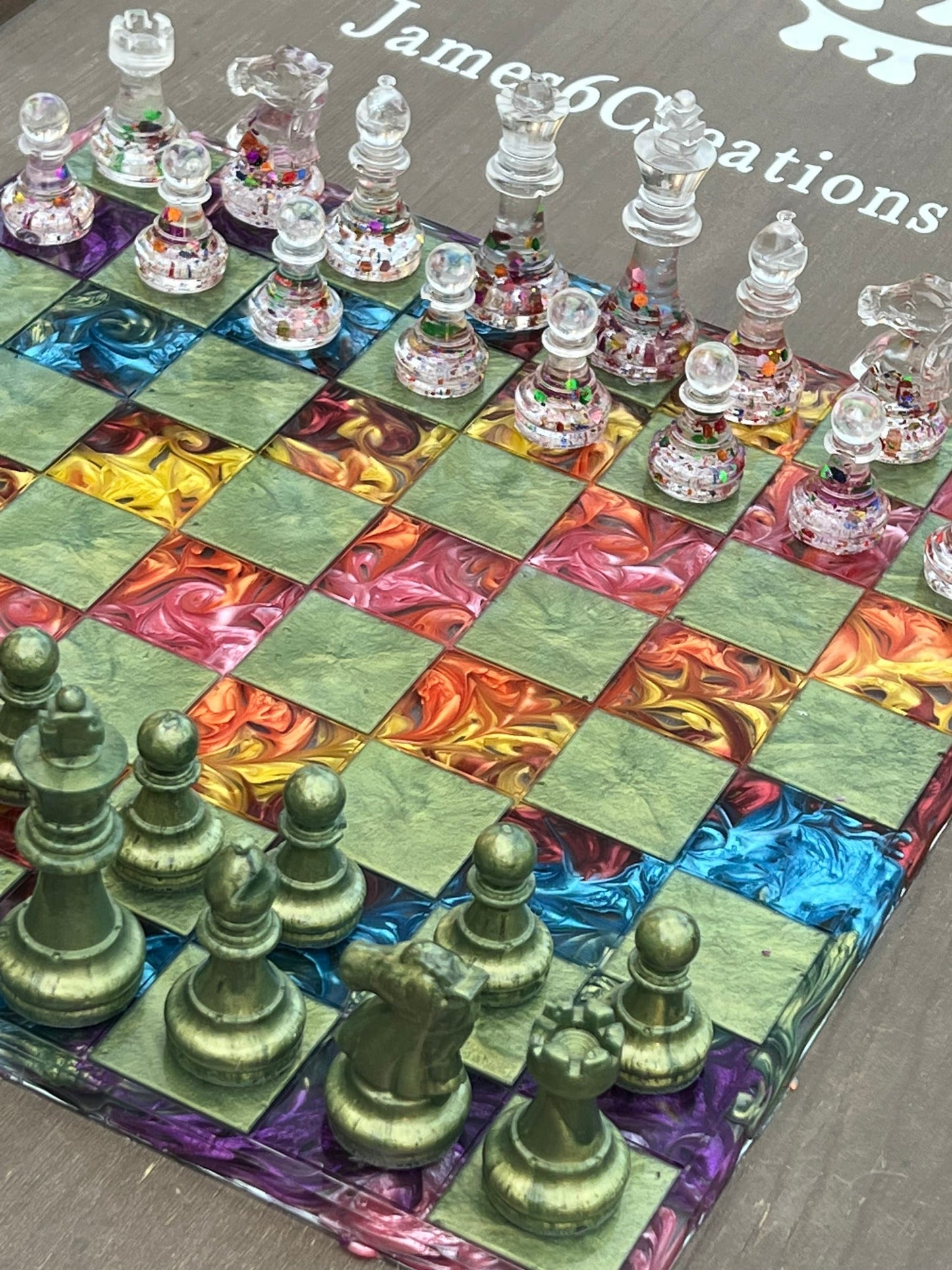 Custom Resin Rainbow Chess Set