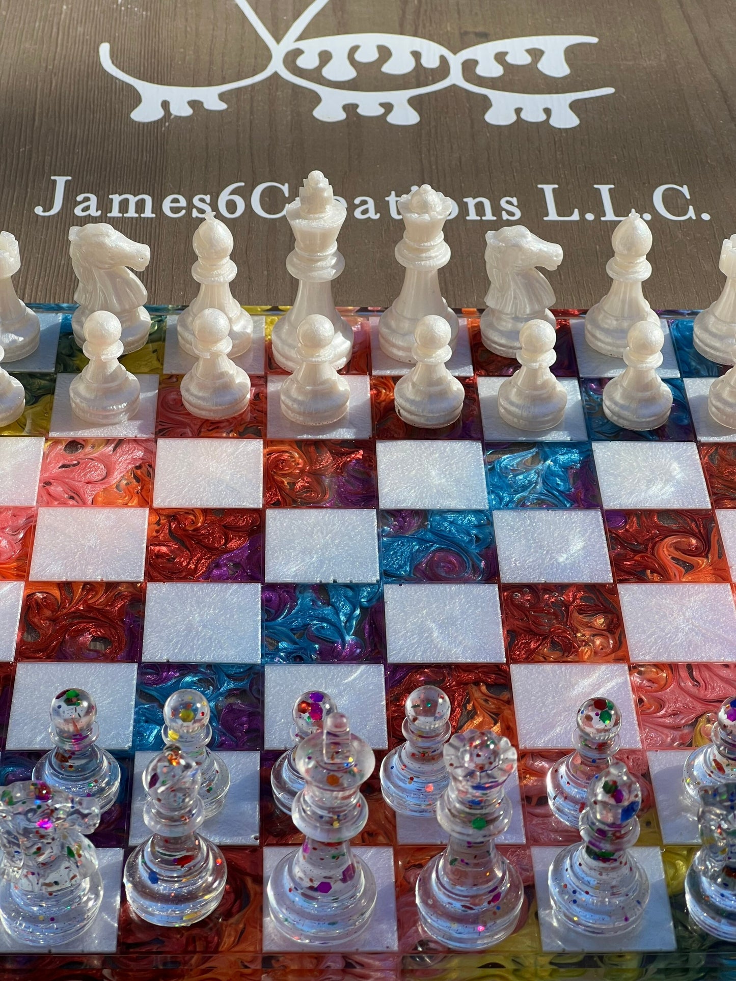 Custom Resin Rainbow Chess Set