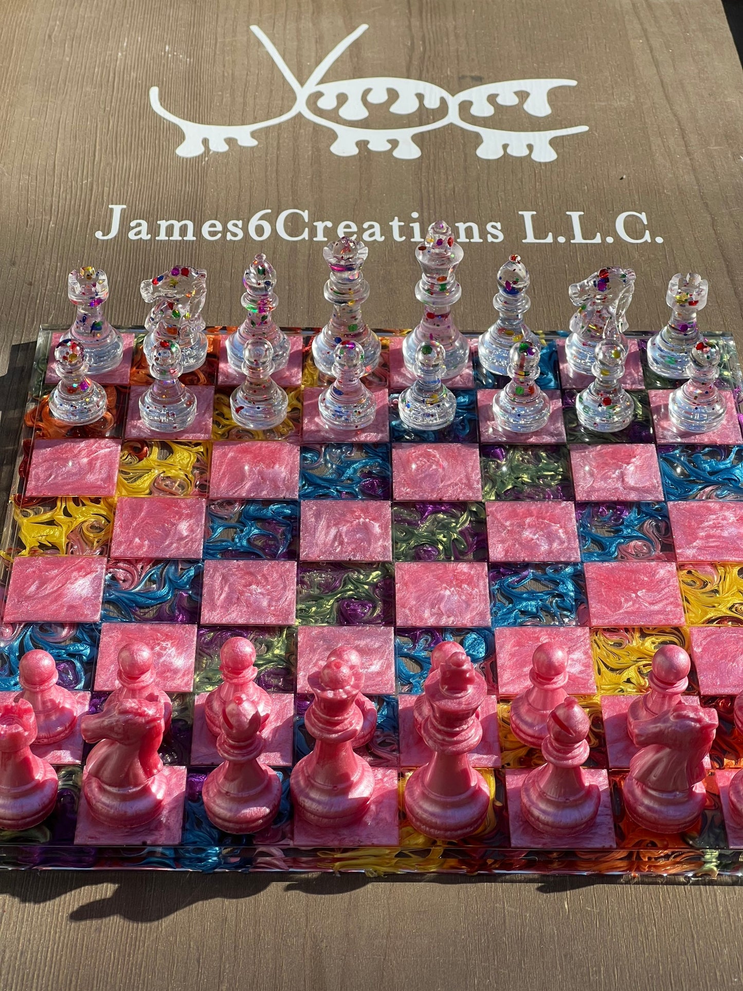 Custom Resin Rainbow Chess Set