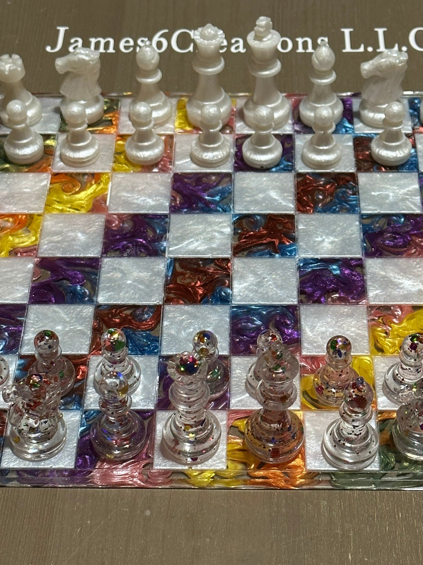 Custom Resin Rainbow Chess Set